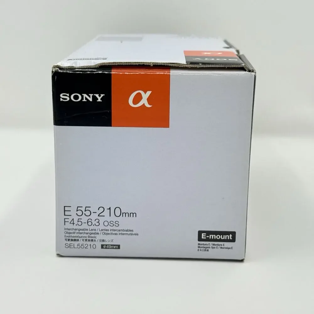 Sony E 55 210mm F4.5 6.3 OSS Zoom Lens SEL55210 Black Box Hood